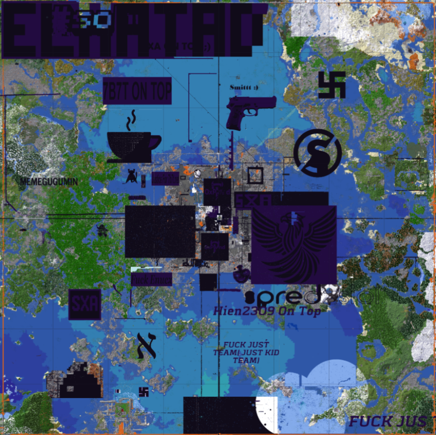 Jonarchy Overworld spawn render 2000 by 2000 blocks
